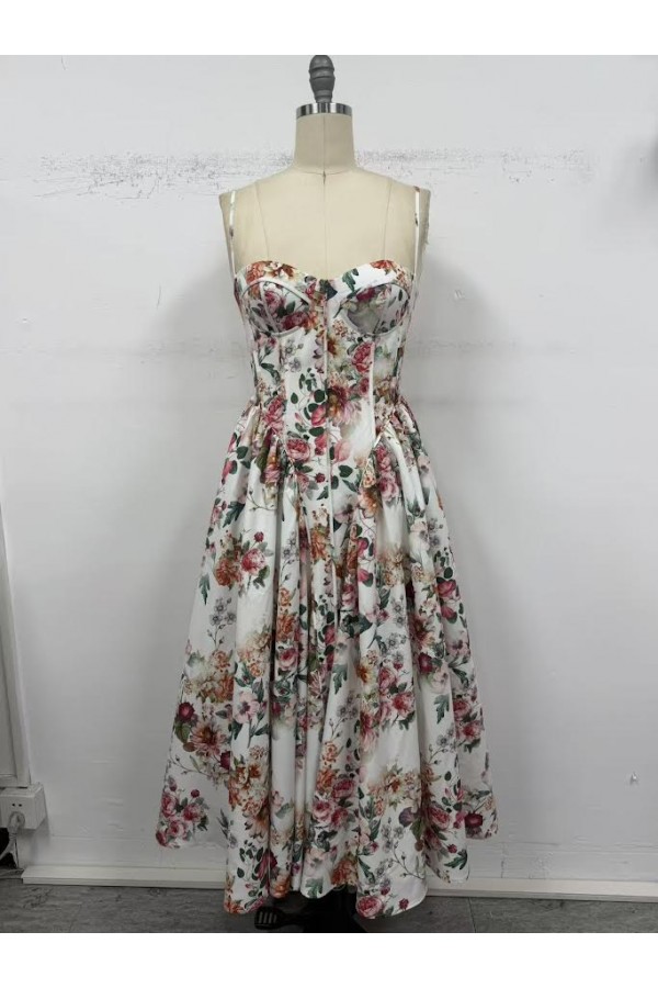 VID51648-13 / The Vintage Shop<br/>SWEETHEART NECKLINE ADJUSTABLE SPAGHTTI STRAPS CORSET STYLE MAXI DRESS