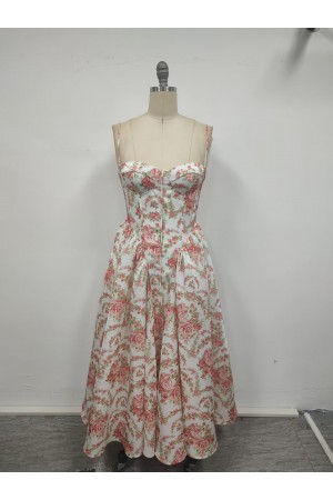 VID51648-8 / The Vintage Shop<br/>ORGANZA FLORAL PRINT STRAP MAXI DRESS