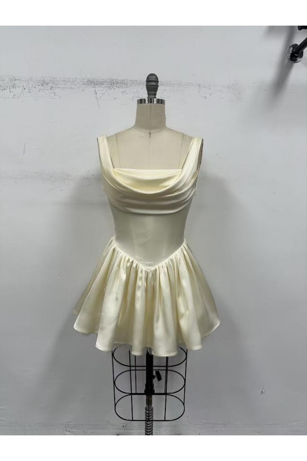VID52920 / The Vintage Shop<br/>SATIN COWL NECKLINE CORSET FLOWING MINI DRESS