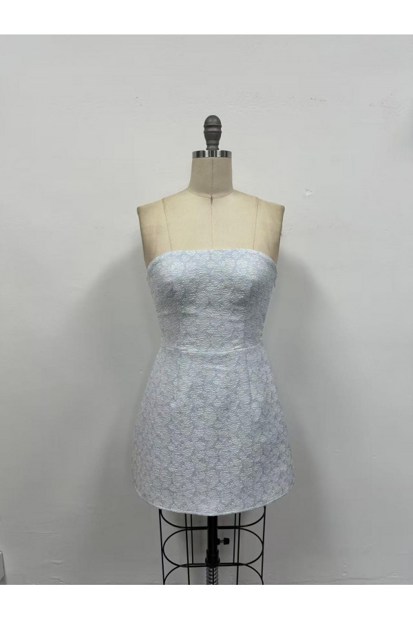 VID53188 / The Vintage Shop<br/>JACQUARD SLEEVELESS FLOWER DETAIL MINI DRESS