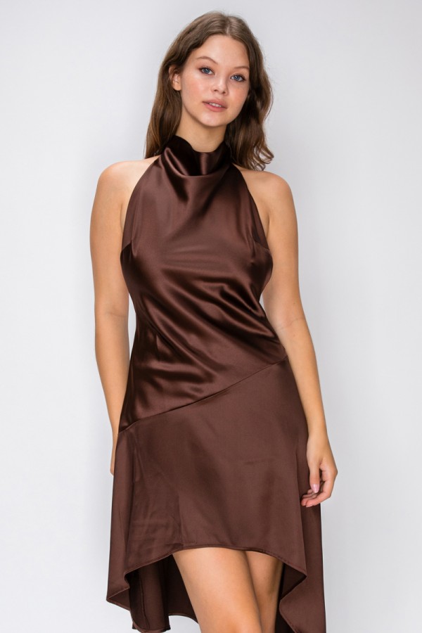 VID53266 / The Vintage Shop<br/>SATIN COWL NECK SLEEVELESS MIDI DRESS