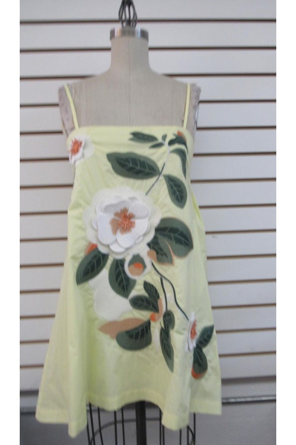 VID53470 / The Vintage Shop<br/>POPLIN SQUARE NECKLINE STRAPS 3D FLORAL MINI DRESS