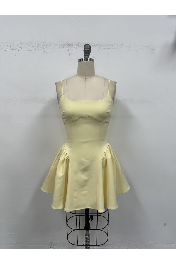 VID53621 / The Vintage Shop<br/>CREPE SQUARE NECKLINE STRAPS MINI DRESS