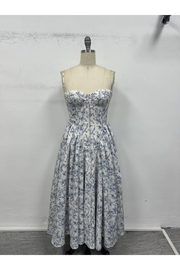 VID53768 / The Vintage Shop<br/>FLORAL PRINT CORSET BUSTIER STYLE FLARE MAXI DRESS