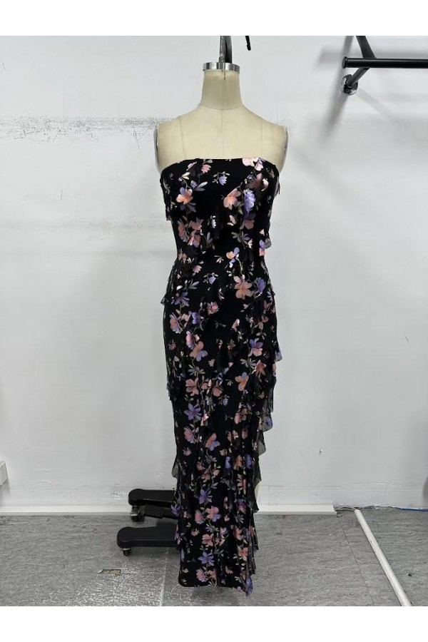 VID53779-3 / The Vintage Shop<br/>MESH STRAPLESS MAXI DRESS