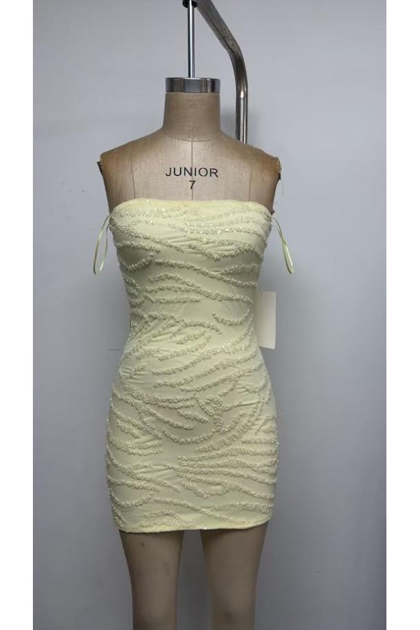 VID53896-1 / The Vintage Shop<br/>STRAPLESS BEADING MINI DRESS