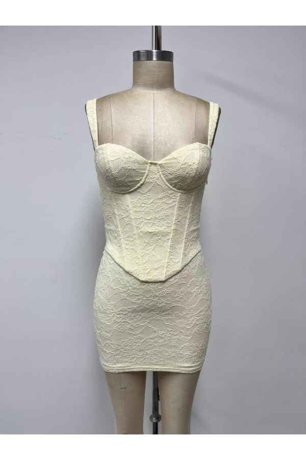 VID53916 / The Vintage Shop<br/>LACE SWEETHEART ADJUSTABLE STRAPS CORSET MINI DRESS