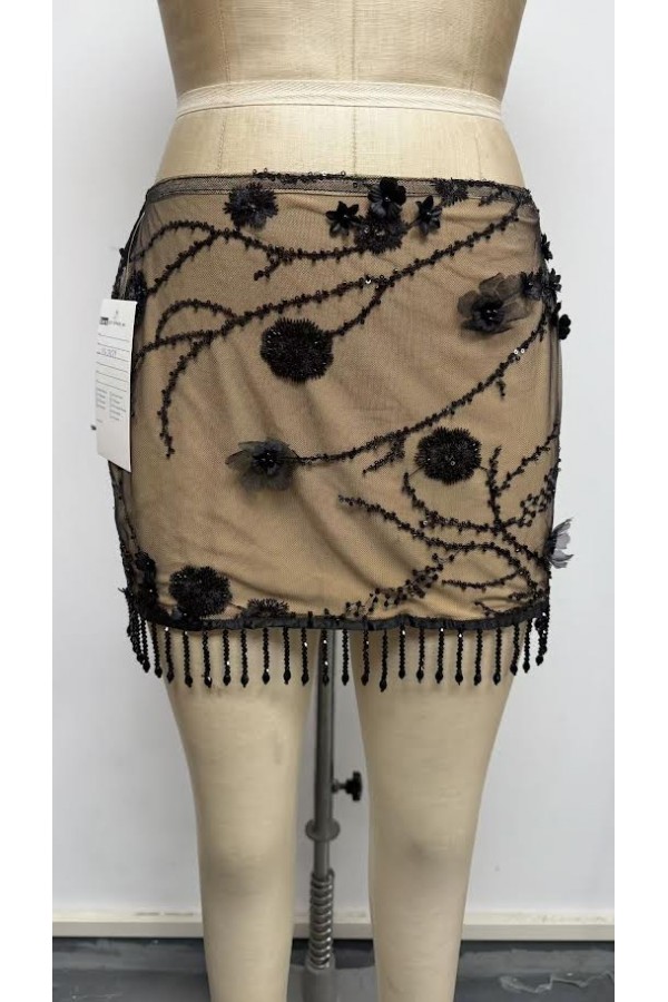 VIS53579 / The Vintage Shop<br/>BEADED MESH MINI SKIRT