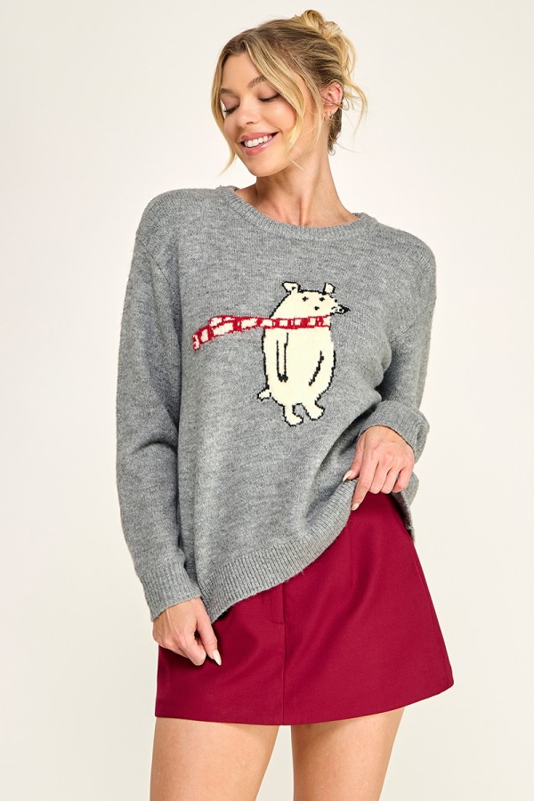 VIT52924 / The Vintage Shop<br/>CREWNECK POLAR BEAR SCARF SWATER
