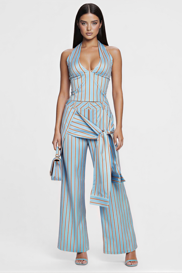 25KS8695 / Charming Bunny<br/>Striped Halter Top Three Piece Outfit