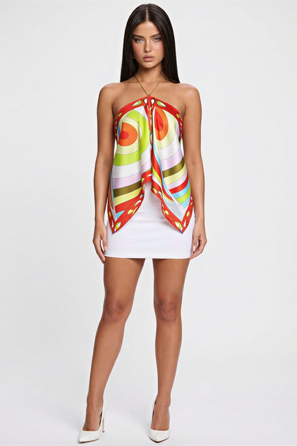 25KT8865 / Charming Bunny<br/>Halter Chain Silk Top