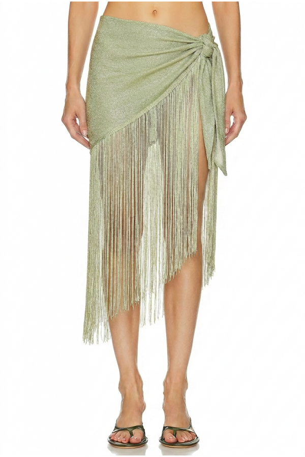 KB2449 / Charming Bunny<br/>Fringed Wrap Tie Sarong Skirt