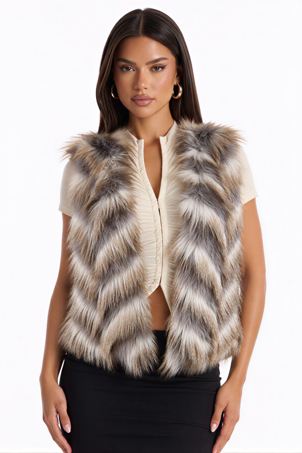 KT3481 / Charming Bunny<br/>Chevron Plush Longline Vest