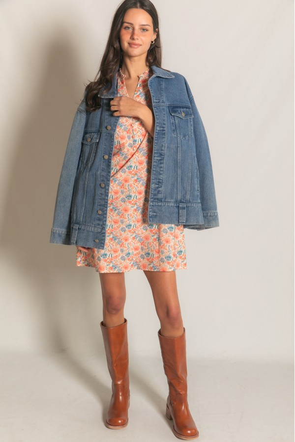 D30630 / Before You<br/>Print Puff Sleeve Mini Dress