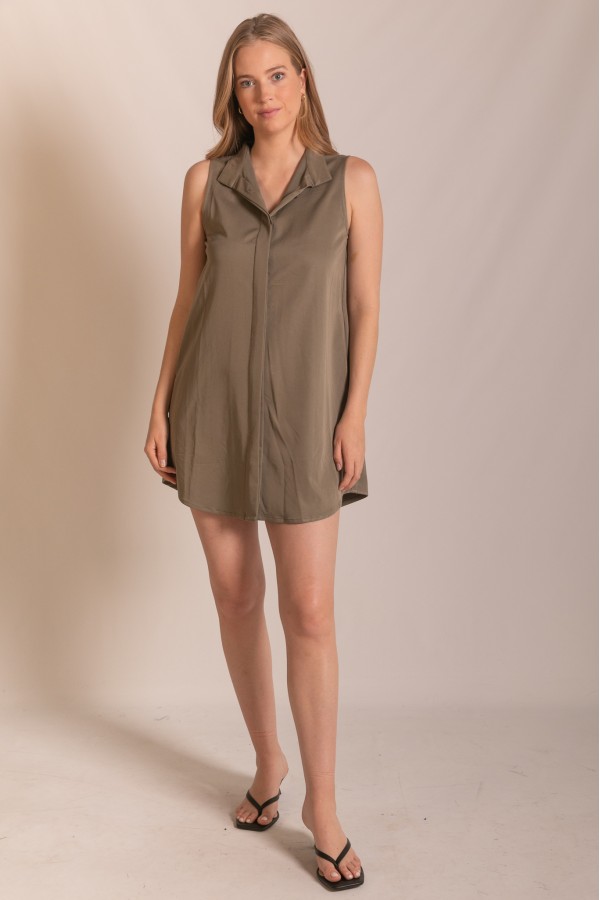 D30633 / Before You<br/>Sleeveless Collared Mini Dress
