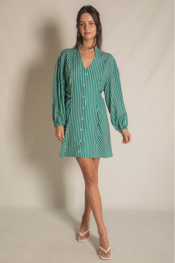 D30644 / Before You<br/>Cinched-Waist Shirt Mini Dress