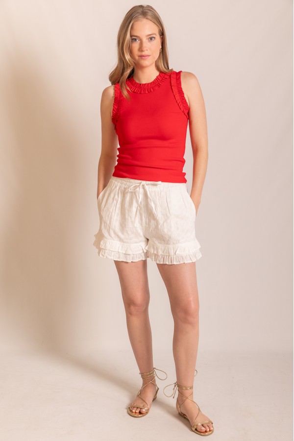 P50204 / Before You<br/>Eyelets Shorts with Ruffle Hem