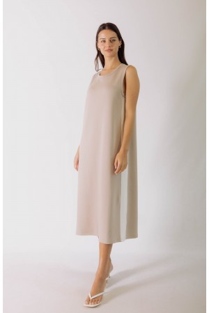 PD30331-B / Before You<br/>P. CILL Butter Modal Sleeveless Side Stripe Midi Dress