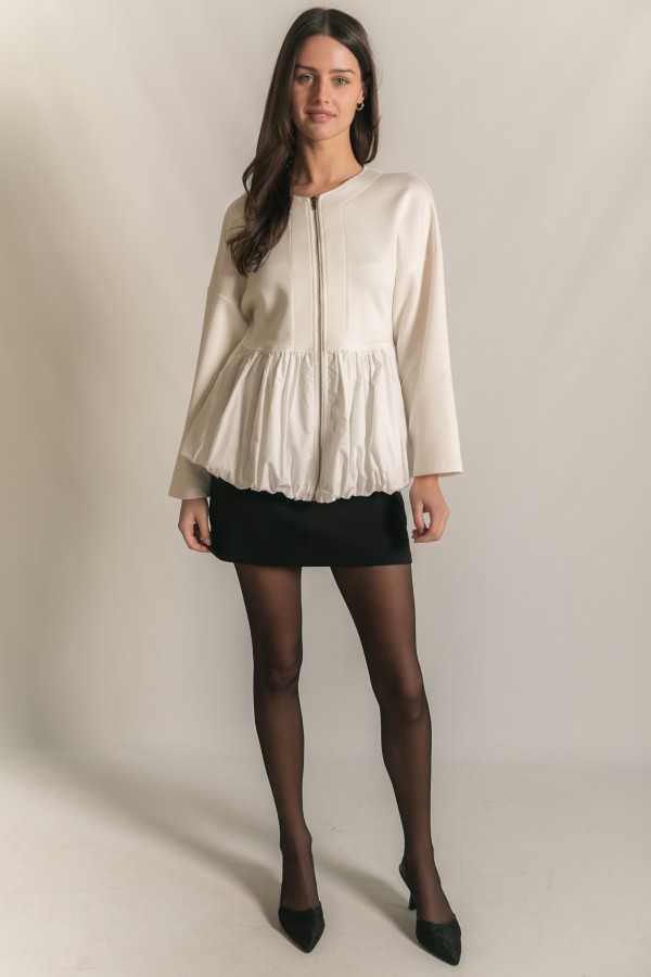 PJ70367 / Before You<br/>P.CILL Butter Modal Poplin Bubble Hem Contrast Jacket