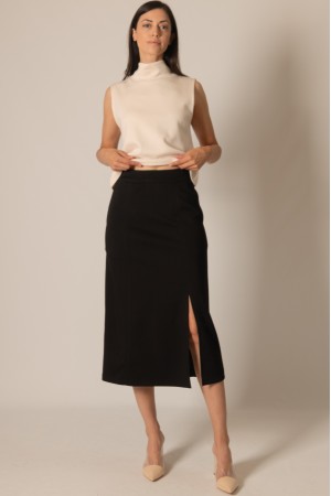 PS40044 / Before You Collection<br/>P. CILL Butter Modal Midi Side Slit Skirt