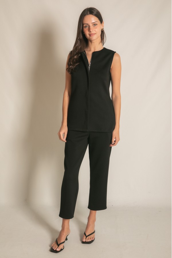 PT11115 / Before You<br/>P. CILL Butter Modal Zipper Front Sleeveless Tunic