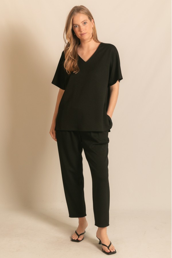 PT11167 / Before You<br/>P. CILL Butter Modal V Neck Side Slit Top