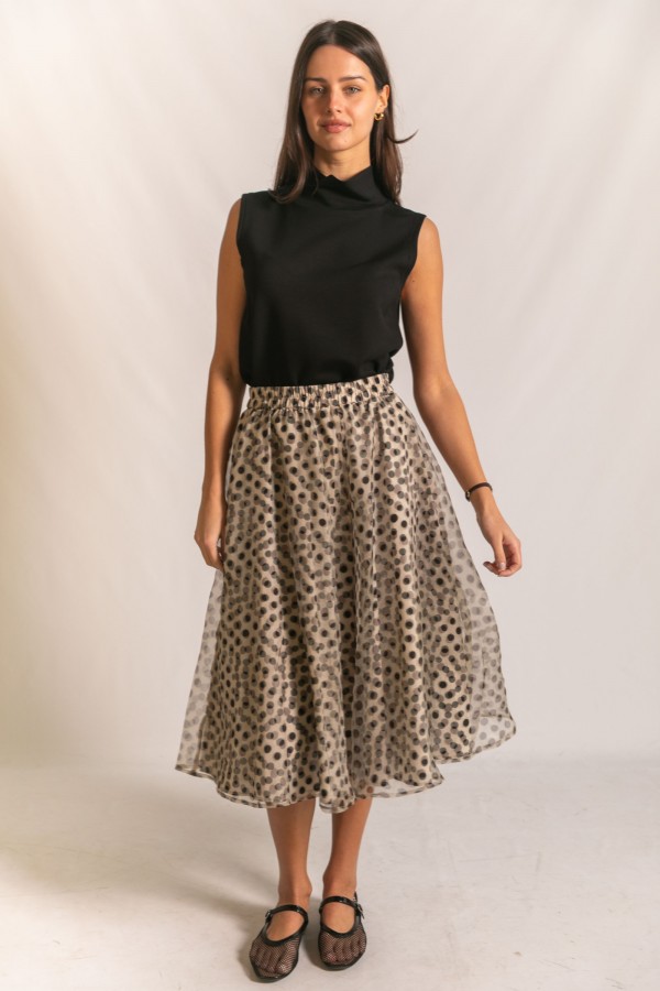 S40082 / Before You<br/>A Line Polka Dot Midi Skirt