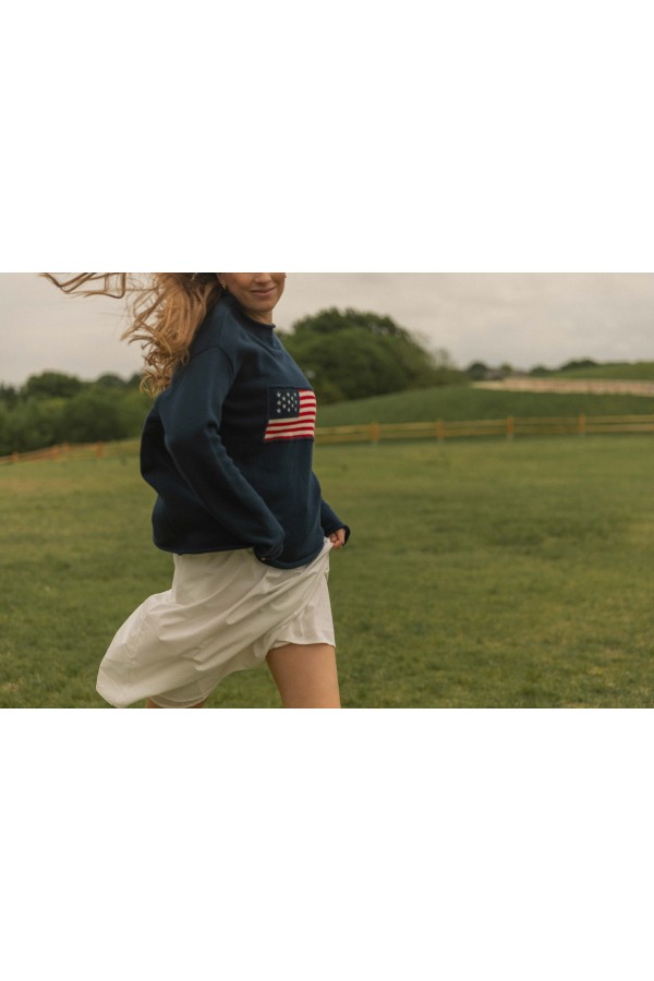 T11168 / Before You<br/>Cotton Knit American Flag Sweater
