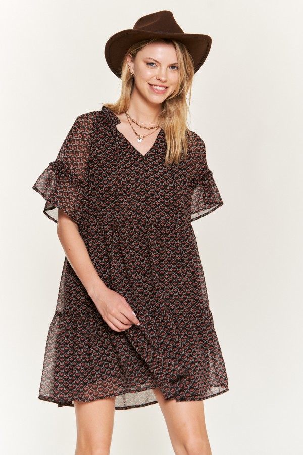JBJ1054P / Jade By Jane<br/>Floral print v-neck mini dress