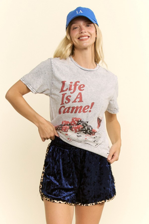 JJB6199-2P / Jade By Jane<br/>PLUS SIZE LEOPARD TRIM VELVET LOUNGE SHORTS