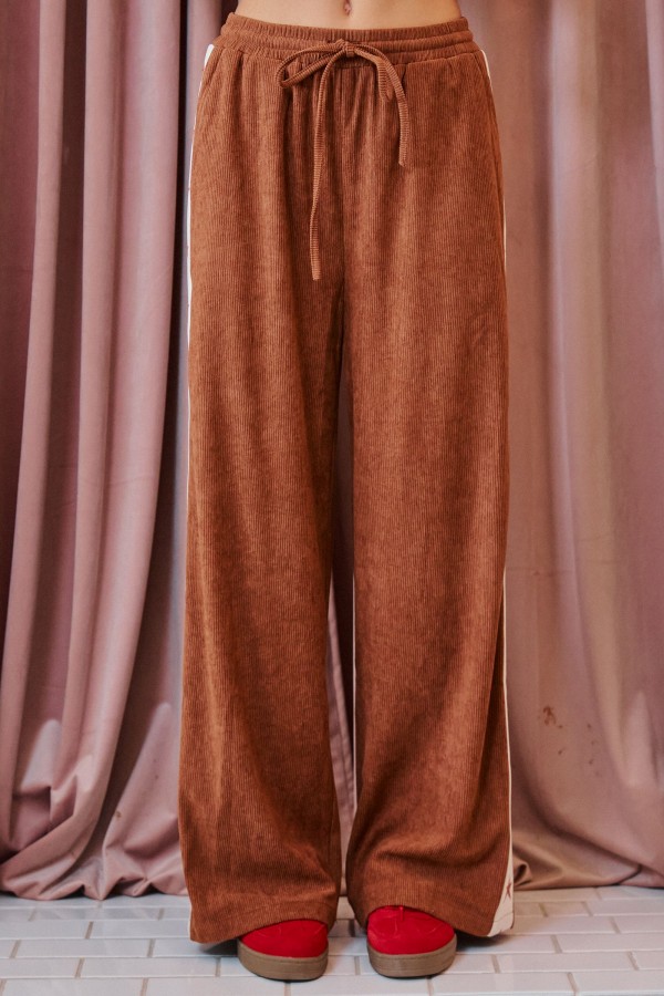 JJB6426-2P / Jade By Jane<br/>PLUS SIZE STAR STRIPE CORDUROY WIDE LEG PANTS