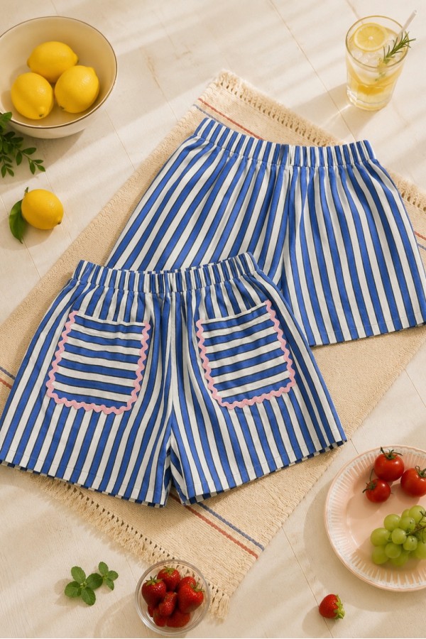 JJB8091 / Jade By Jane<br/>STRIPE CONTRAST POCKET SHORTS