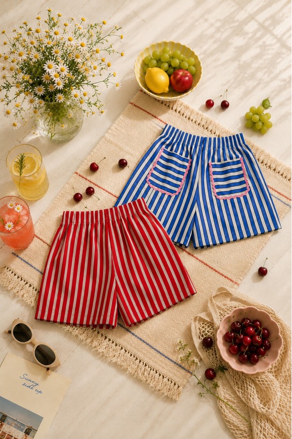 JJB8091P / Jade By Jane<br/>PLUS SIZE STRIPE CONTRAST POCKET SHORTS