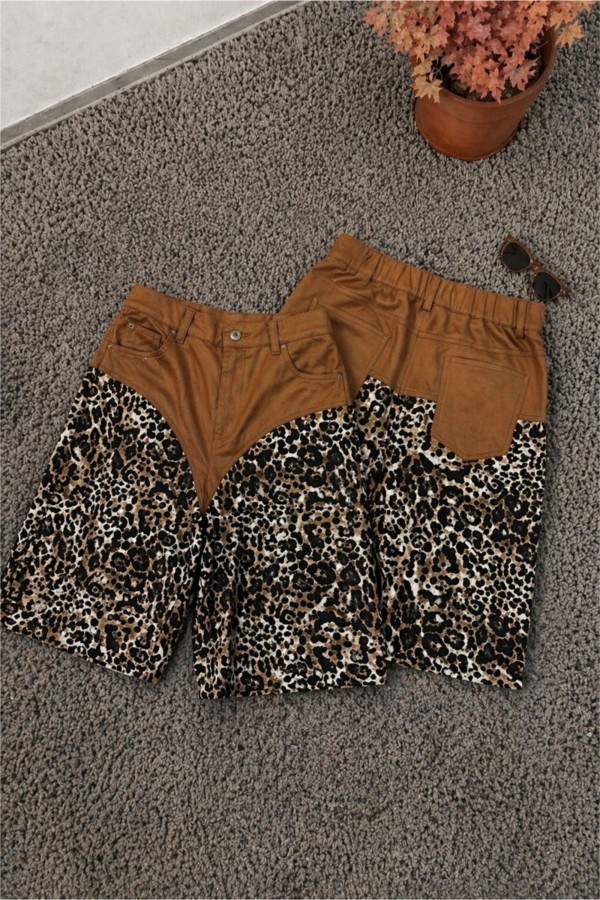 JJB8303 / Jade By Jane<br/>SUEDE LEOPARD MIX WIDE LEG PANTS