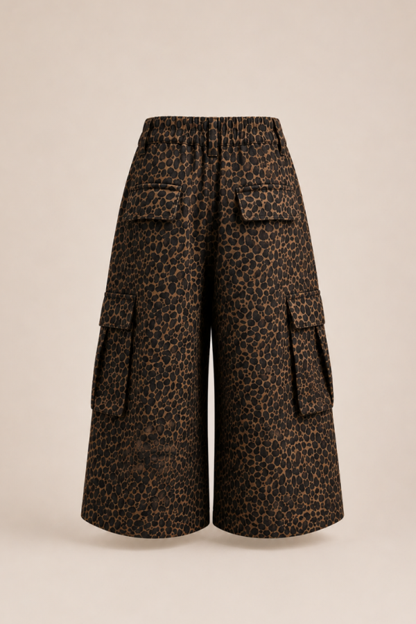 JJB8315-1P / Jade By Jane<br/>LEOPARD PRINT CARGO CULOTTE SHORTS