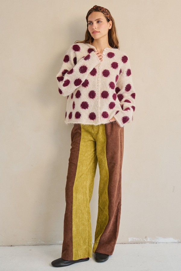JJB8497 / Jade By Jane<br/>COLORBLOCK CORDUROY WIDE PANTS