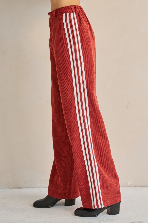 JJB8498P / Jade By Jane<br/>PLUS SIZE 4-STRIPE SIDE CORDUROY WIDE PANTS