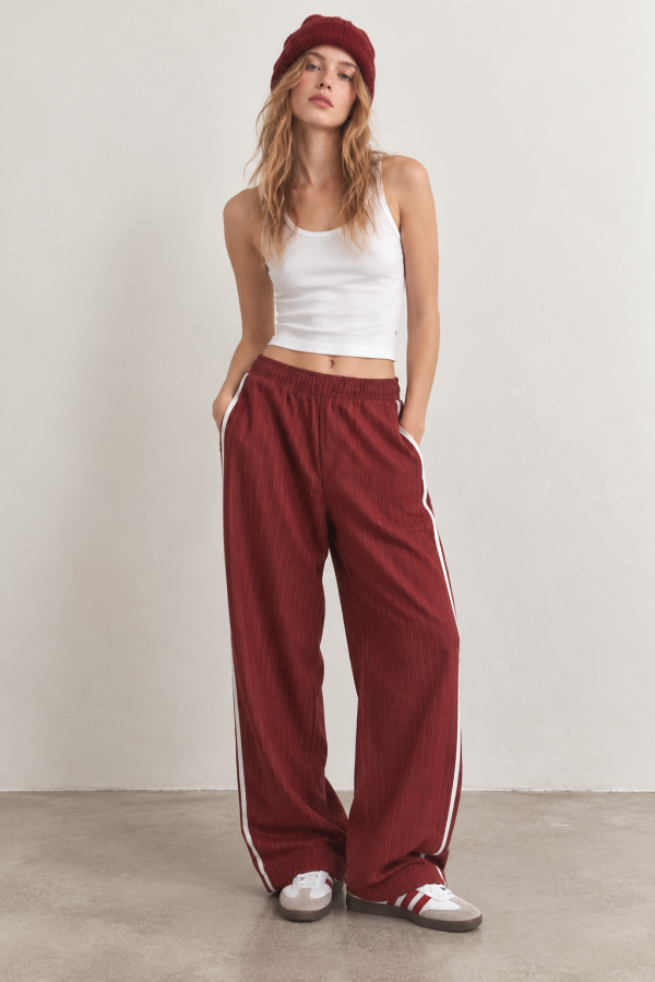 JJB8548 / Jade By Jane<br/>PINSTRIPE SIDE LINE WIDE LEG PANTS