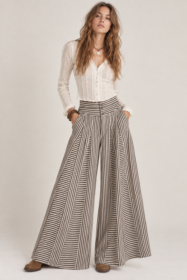 JJB8553 / Jade By Jane<br/>STRIPED WIDE LEG PALAZZO PANTS