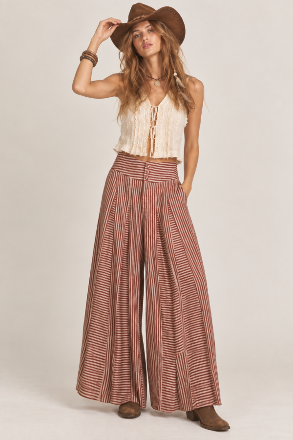 JJB8553P / Jade By Jane<br/>PLUS SIZE STRIPED WIDE LEG PALAZZO PANTS