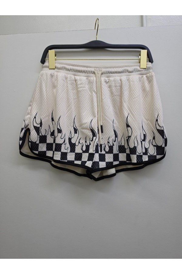 JJB8559 / Jade By Jane<br/>CHECKER FLAME MESH SHORTS
