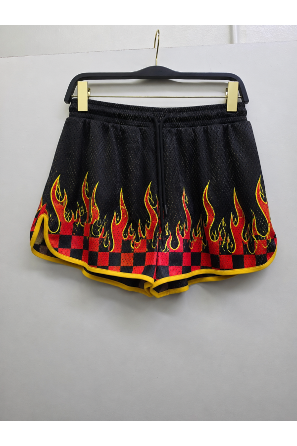 JJB8559P / Jade By Jane<br/>CHECKER FLAME MESH SHORTS