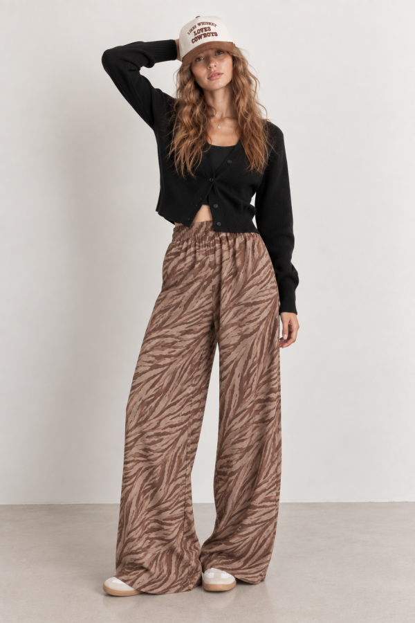 JJB8580P / Jade By Jane<br/>PLUS SIZE ZEBRA PRINT WIDE LEG PANTS