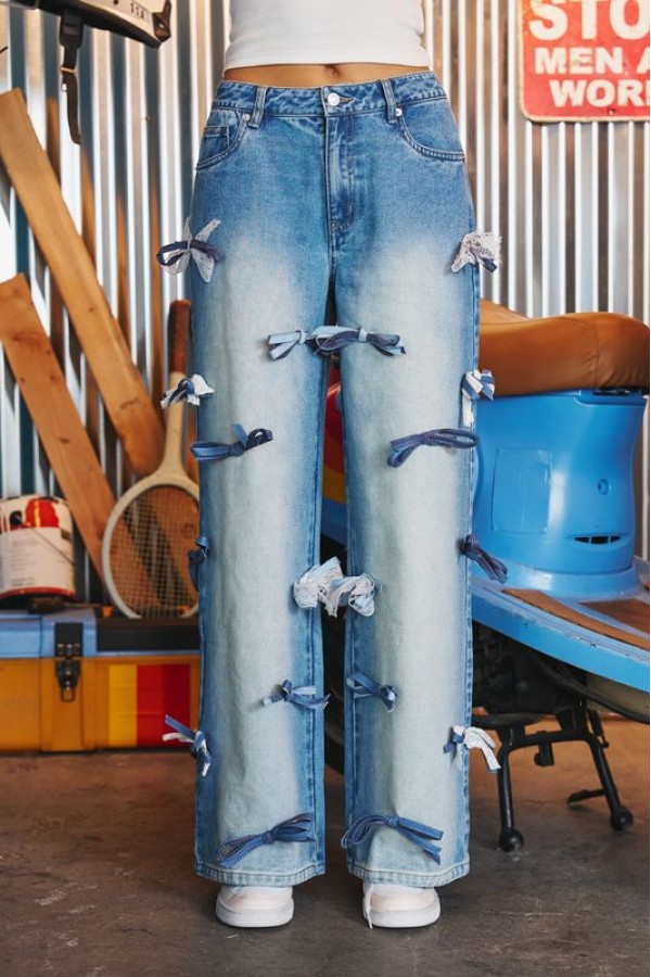JJB8601P / Jade By Jane<br/>BOW DETAIL WIDE LEG JEANS