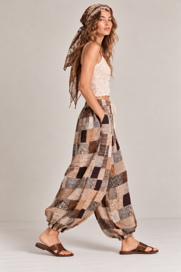 JJB8680 / Jade By Jane<br/>ANIMAL PRINT PATCHWORK BALLOON PANTS