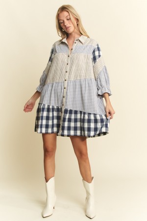 JJD6304 / Jade By Jane<br/>PLAID BABYDOLL DRESS