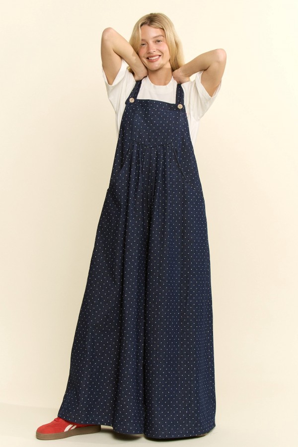 JJS8085P / Jade By Jane<br/>PLUS SIZE DAILY DOT OVERALL JUMPSUIT