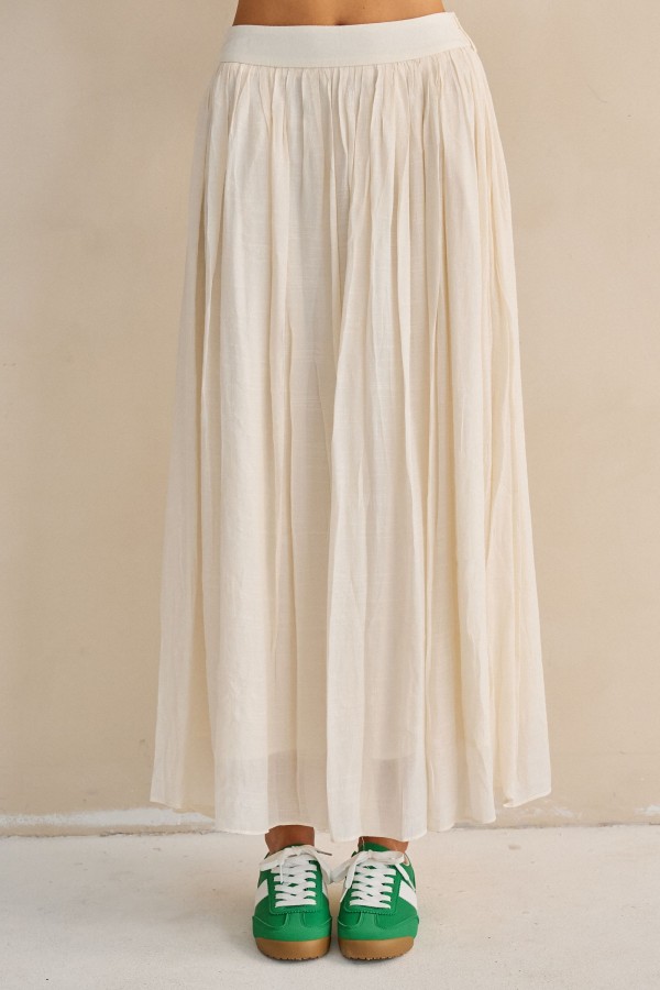 JJS8351P / Jade By Jane<br/>PLUS SIZE CRINKLE MAXI CASUAL SKIRT