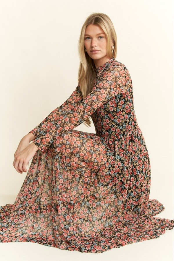 KRD6326 / Jade By Jane<br/>FLORAL PRINT MAXI DRESS