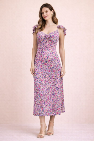 KRD8089P / Jade By Jane<br/>PLUS OPEN-BACK FLORAL MIDI DRESS